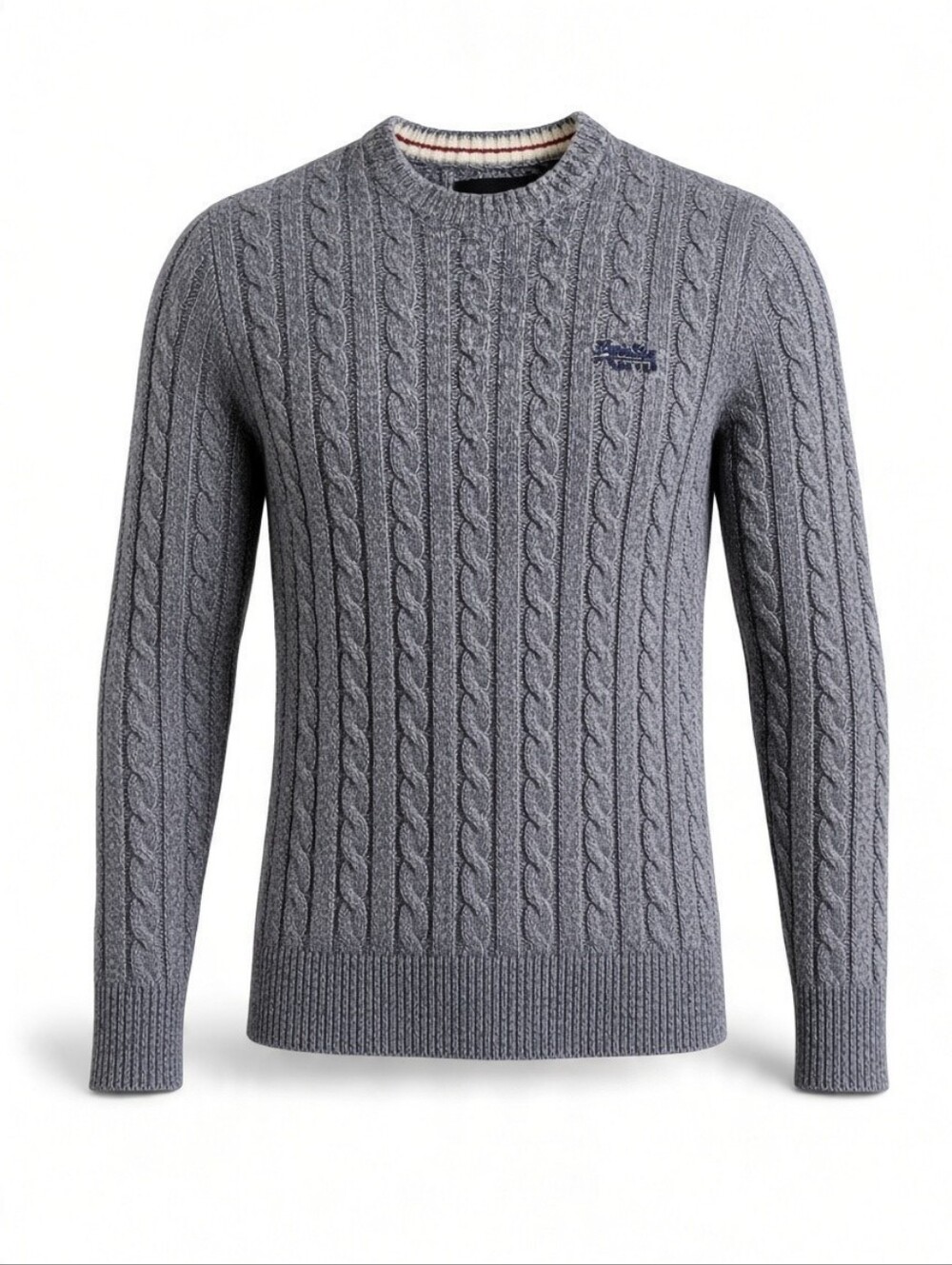 Superdry Lambswool Nylon Blend Marled Indigo Crewneck Sweater Small